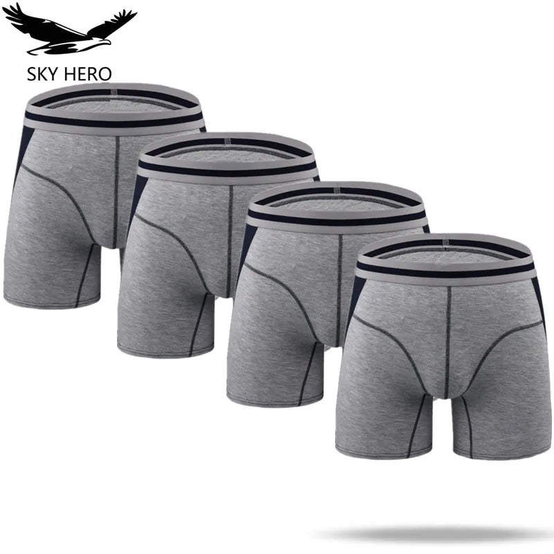 4pcs/Lot Long Boxershorts Underwear Men's Boxers Underpants Sexy Homme Calzoncillos Hombre Heren Male Panties Bamboo Man Cuecas