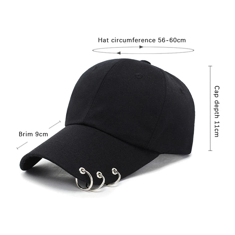 Snapback Hats Unisex with Ring Circle, Adjustable Baseball Cap for Men Women, Unique Hip Hop Style Kpop Dad Hat