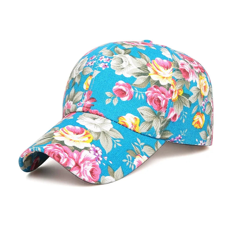 Women Floral Printed Hat Baseball Cap Outdoor Hiking Sun Shade Fashion Ladies Sunscreen Hat Outdoor Sport Casual Hat Adjustable