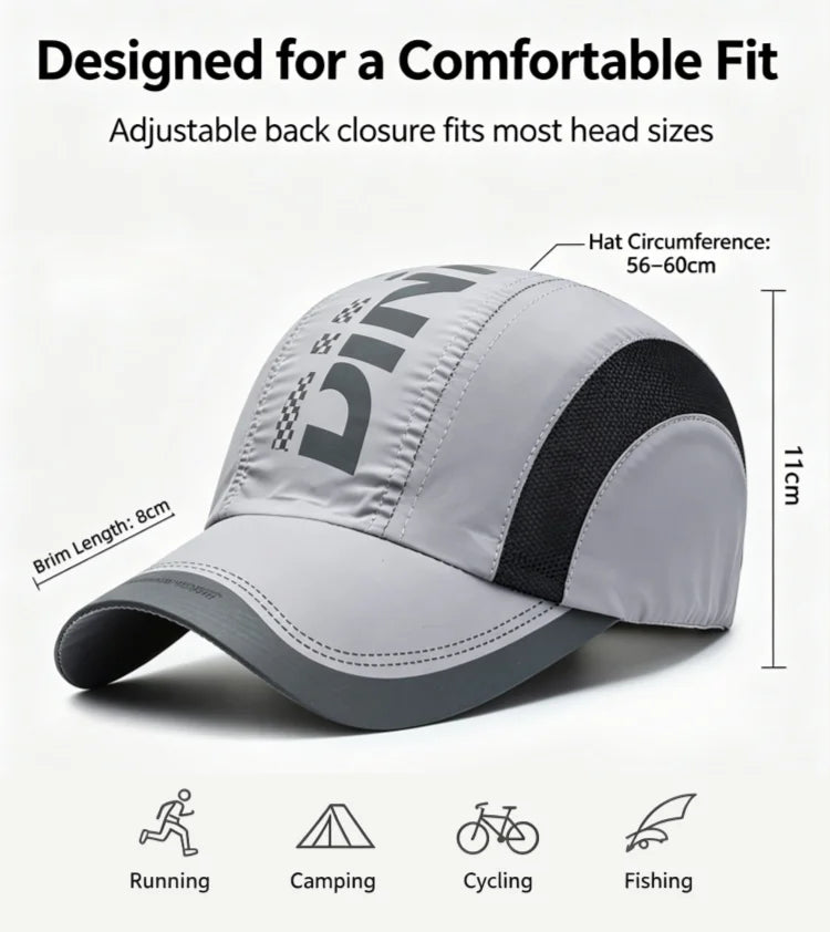 Quick Dry Sport Cap Men Lightweight Running Hat Soft  Breathable Mesh Sports Baseball Cap Adjustable Outdoor Activities
