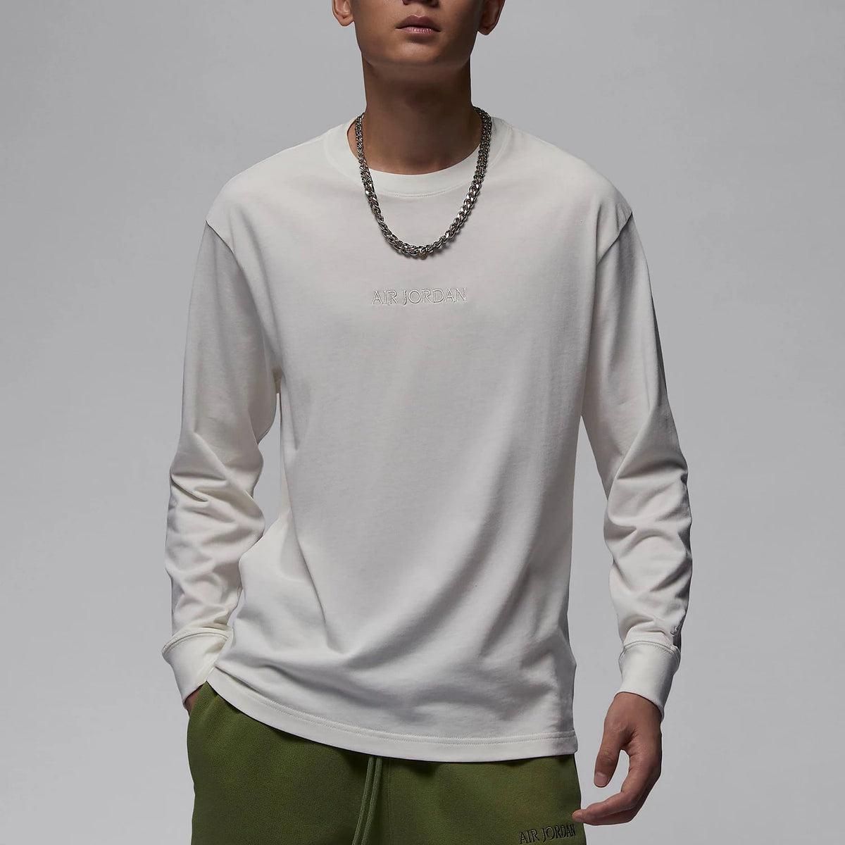Nike genuine Air Jordan men's round neck loose sports long sleeved T-shirt FJ0703-133