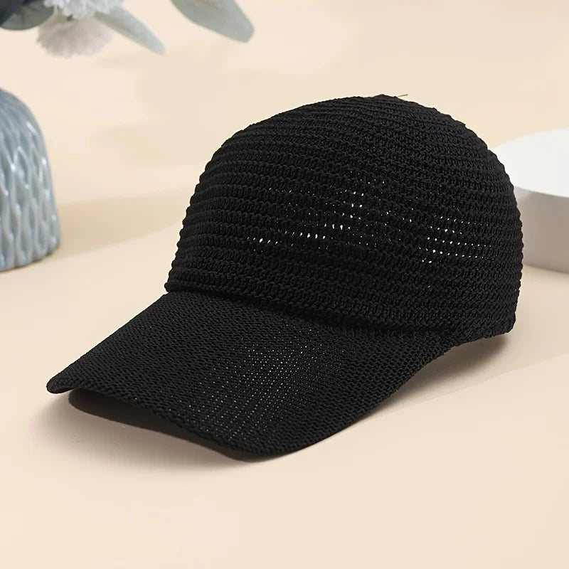 2026 New Model Spring/Summer Linen Knit Baseball Cap, Openwork Baseball Cap, Adjustable, Versatile, Outdoor Casual Duckbill Cap