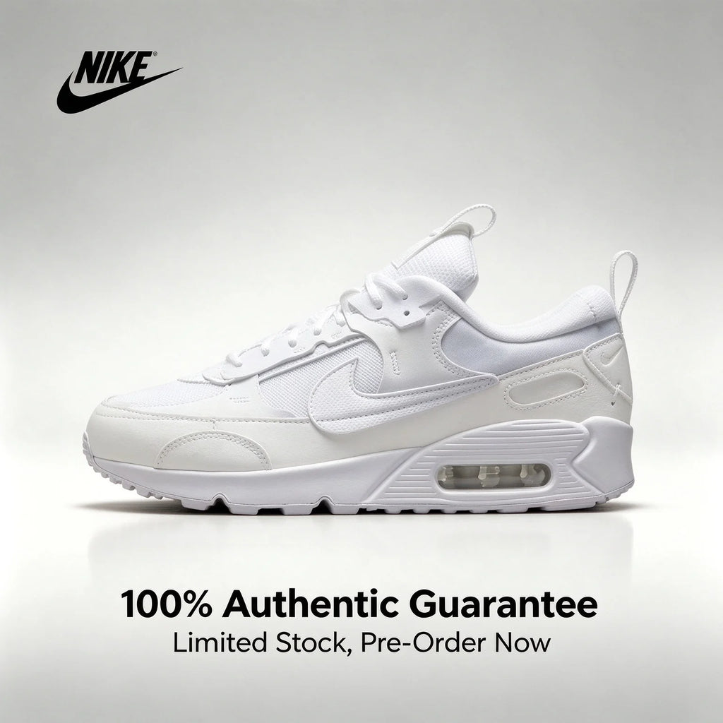Nike Genuine Air Max 90 Scrap Men's Retro Breathable Durable Low-Top Casual Running Shoes Women's White DM9922-101