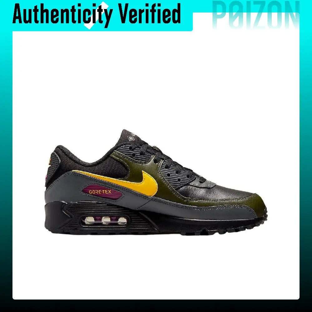 Nike Air Max 90 Running Shoes Men's Low-top Black/Yellow DJ9779-001