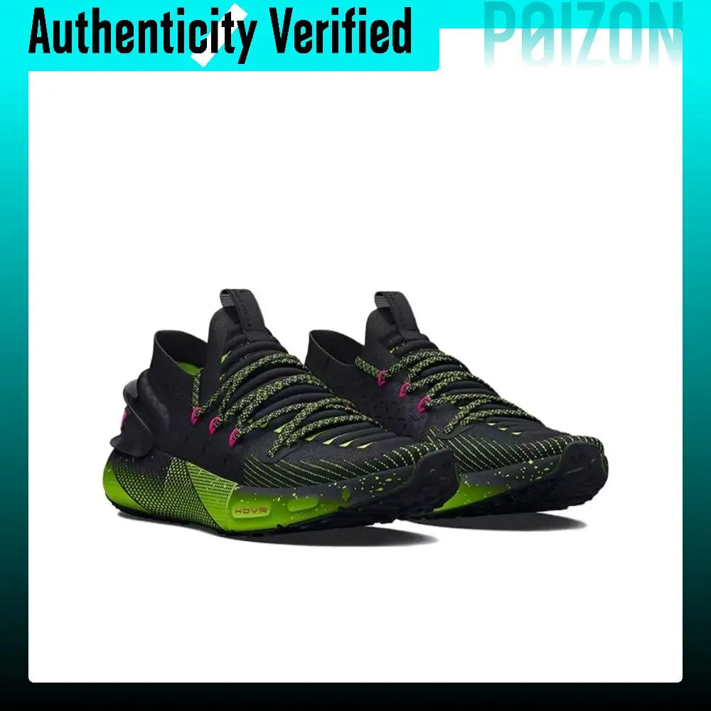Under Armour HOVR Phantom 3 Comfortable Mesh Abrasion Resistant Breathable Low top Running Shoes Men's Black Green 3026814-001