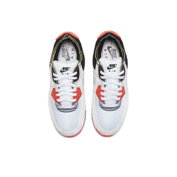 Nike Air Max 90 Running Shoes Unisex Low-top White/Red/Black DC7856-100