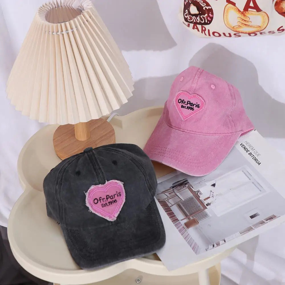 Adjustable Retro Hip Hop Outdoor For Men Korean Style Pink Love Heart Travel Snapback Hat Heart Baseball Cap Visors Cap Sun Cap