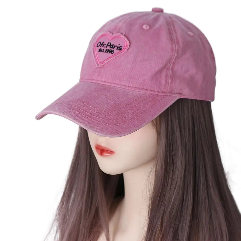 Adjustable Retro Hip Hop Outdoor For Men Korean Style Pink Love Heart Travel Snapback Hat Heart Baseball Cap Visors Cap Sun Cap