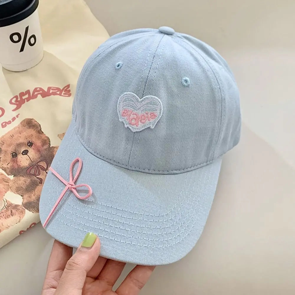 Simple Embroidery Love Heart Baseball Cap Sunscreen Cotton Sun Hat Visors Snapback Peaked Cap Sports