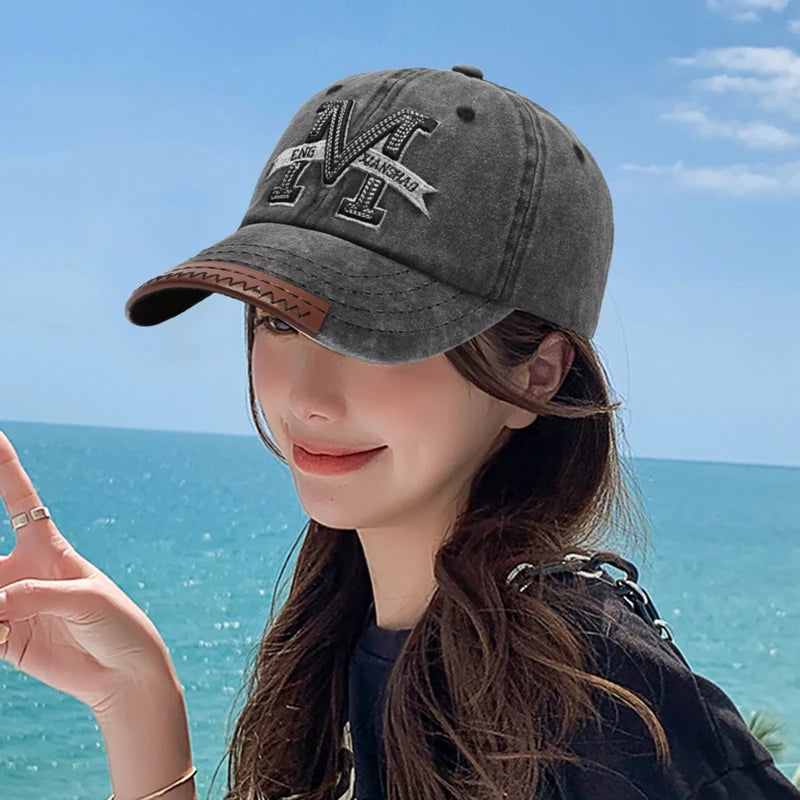 Letter Embroidery Washed Cotton Sports Tennis Hats Men Women An-ti UV Golf Baseball Cap Vintage Distressed Running Sunhat Visors