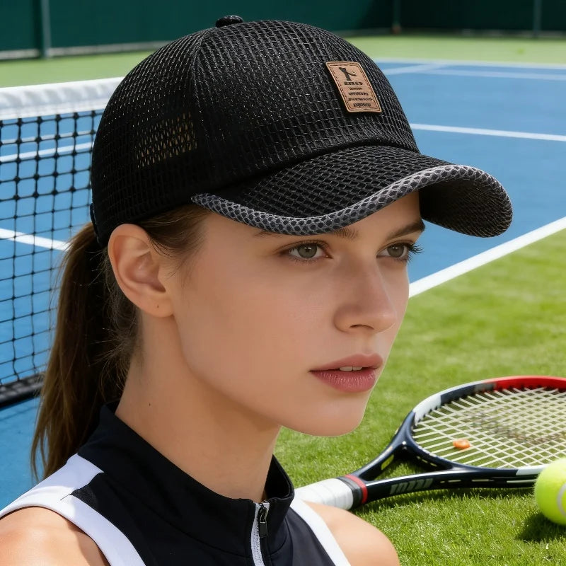 Summer Breathable Mesh Sports Running Hats Letter Printed Quick Drying Tennis Golf Baseball Cap Anti-UV Fishing Sunhat Visors