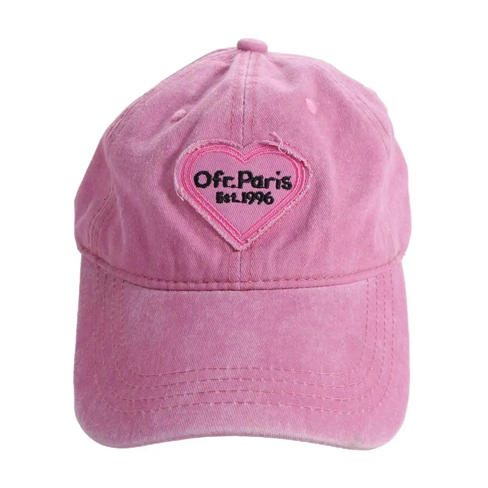 Adjustable Retro Hip Hop Outdoor For Men Korean Style Pink Love Heart Travel Snapback Hat Heart Baseball Cap Visors Cap Sun Cap