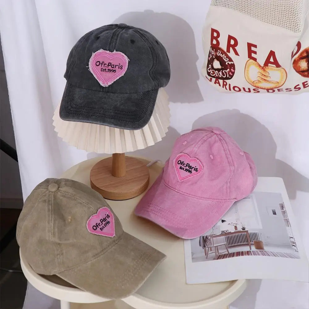 Adjustable Retro Hip Hop Outdoor For Men Korean Style Pink Love Heart Travel Snapback Hat Heart Baseball Cap Visors Cap Sun Cap