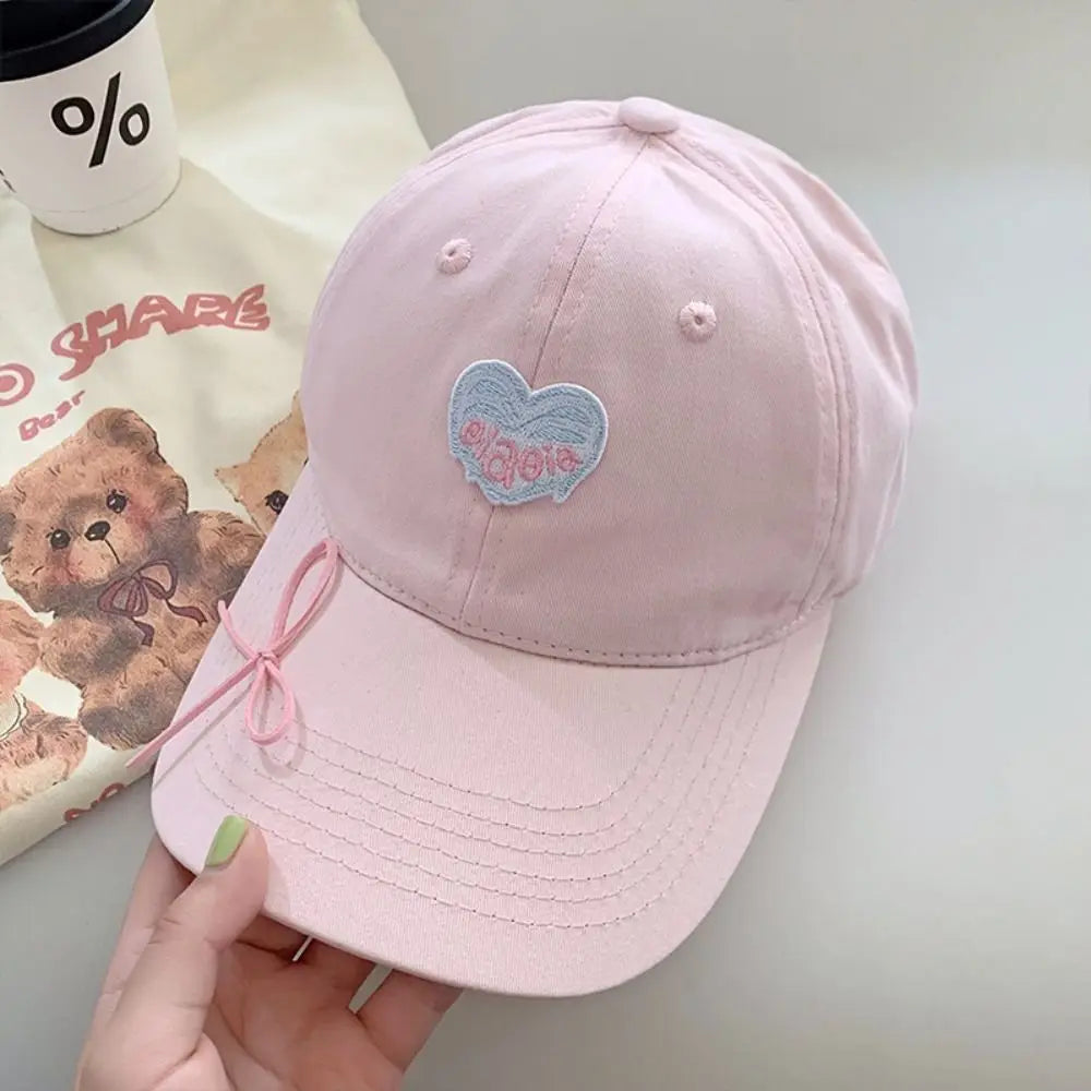 Simple Embroidery Love Heart Baseball Cap Sunscreen Cotton Sun Hat Visors Snapback Peaked Cap Sports
