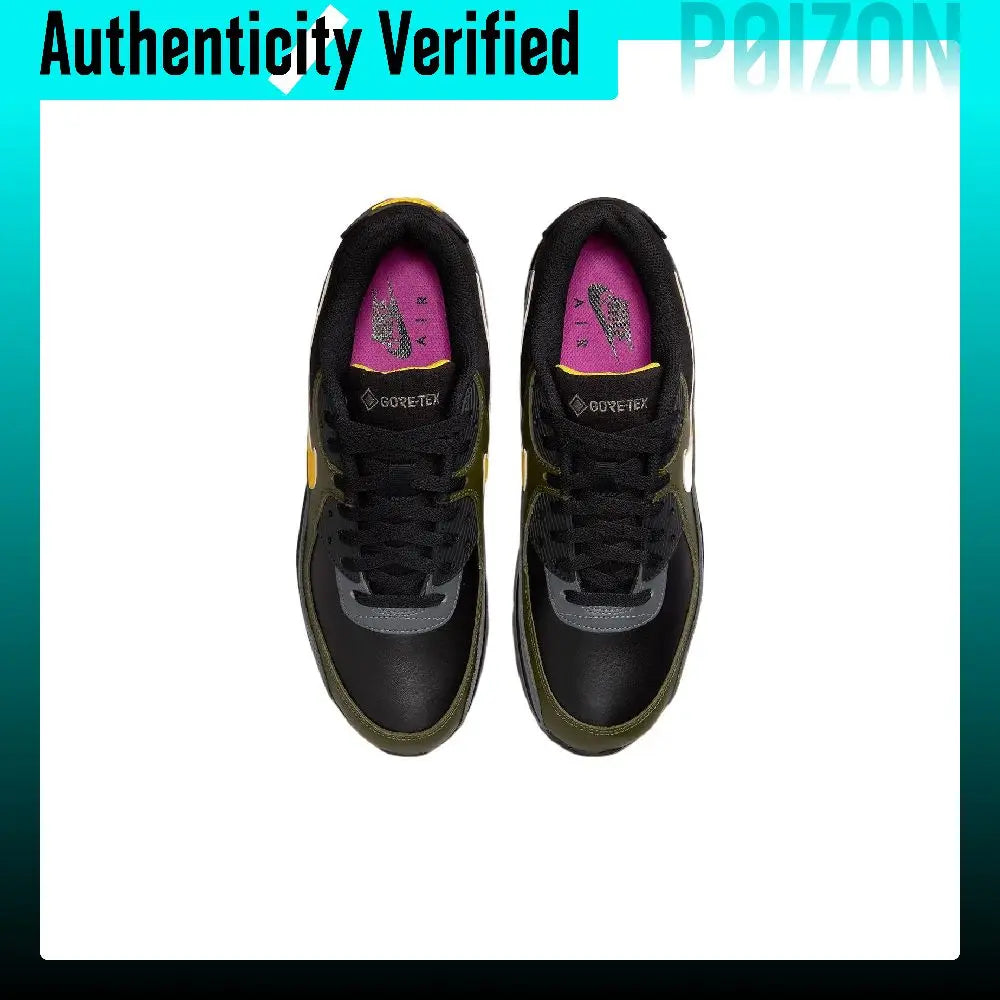 Nike Air Max 90 Running Shoes Men's Low-top Black/Yellow DJ9779-001