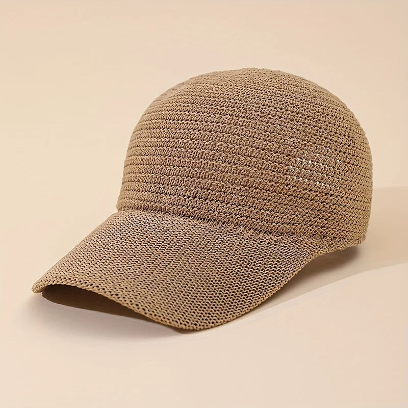 2026 New Model Spring/Summer Linen Knit Baseball Cap, Openwork Baseball Cap, Adjustable, Versatile, Outdoor Casual Duckbill Cap