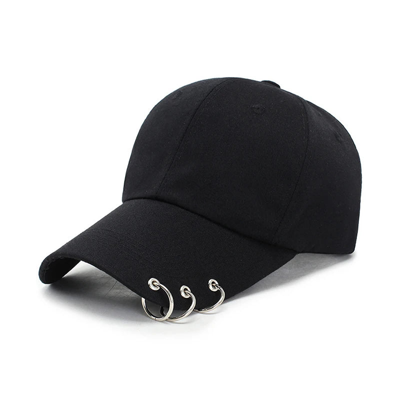 Snapback Hats Unisex with Ring Circle, Adjustable Baseball Cap for Men Women, Unique Hip Hop Style Kpop Dad Hat