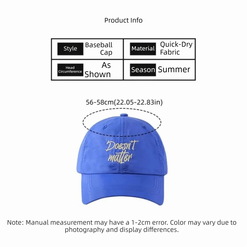 Waterproof Quick-Drying Cap Breathable Peaked Cap Baseball Cap Adjustable Lightweight Sun-Proof Sun Hat Outdoor Sports