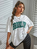 BROOKLYN Printed Men's and Women's T-shirt Summer Fashion Casual European American Women's Tops Oversized Summer Modal fabric