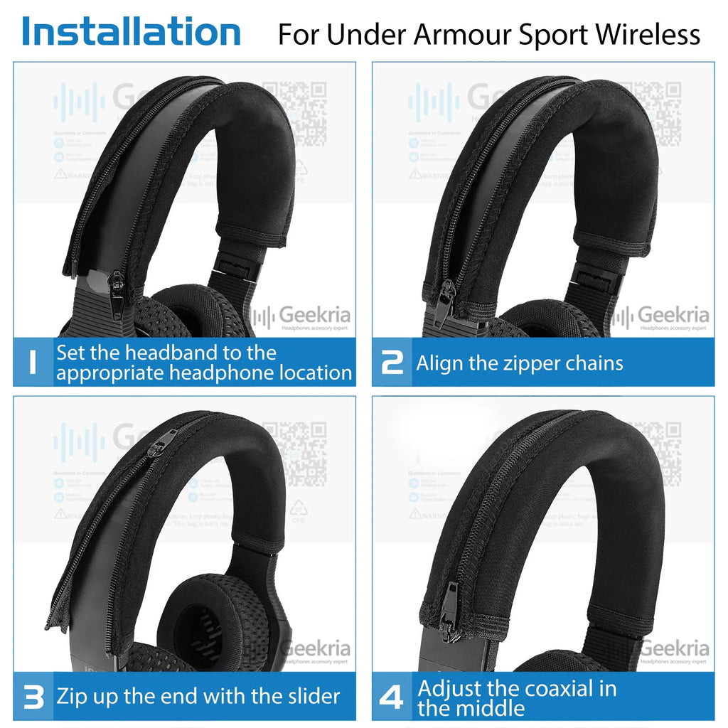 Geekria Flex Fabric Headband Cover Compatible with JBL Under Armour Sport Wireless, UA Sport Wireless Train On-Ear Headphones