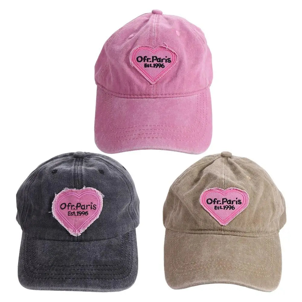 Adjustable Retro Hip Hop Outdoor For Men Korean Style Pink Love Heart Travel Snapback Hat Heart Baseball Cap Visors Cap Sun Cap