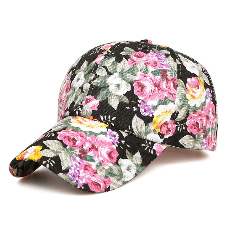 Women Floral Printed Hat Baseball Cap Outdoor Hiking Sun Shade Fashion Ladies Sunscreen Hat Outdoor Sport Casual Hat Adjustable