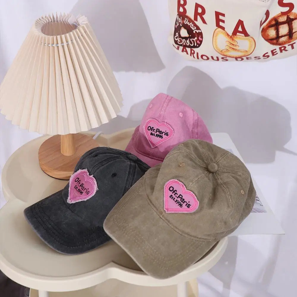 Adjustable Retro Hip Hop Outdoor For Men Korean Style Pink Love Heart Travel Snapback Hat Heart Baseball Cap Visors Cap Sun Cap