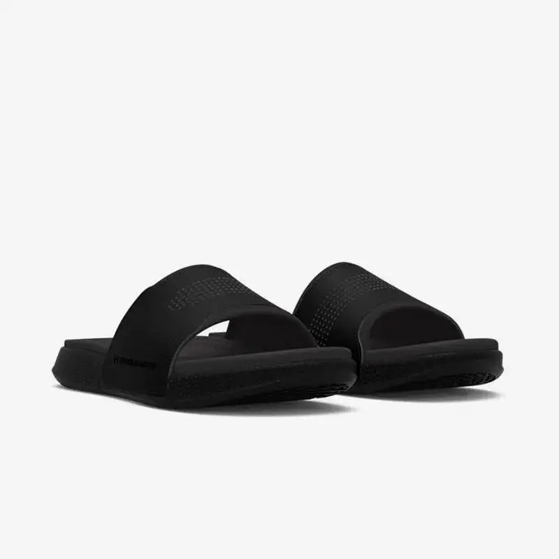 2026 Under Armour Black White Casual Sport Slides Cushioned Thick Sole Non-Slip Slippers for Gym Beach Daily Wear
