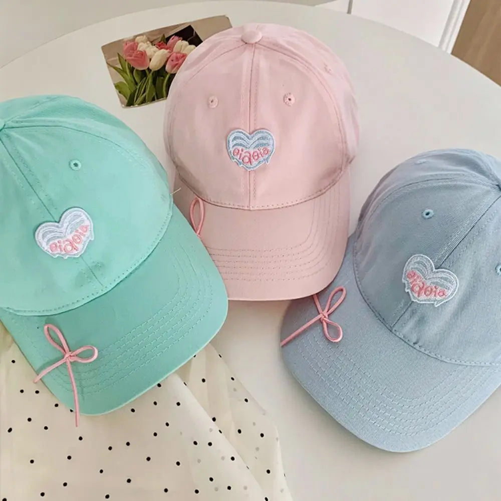 Simple Embroidery Love Heart Baseball Cap Sunscreen Cotton Sun Hat Visors Snapback Peaked Cap Sports