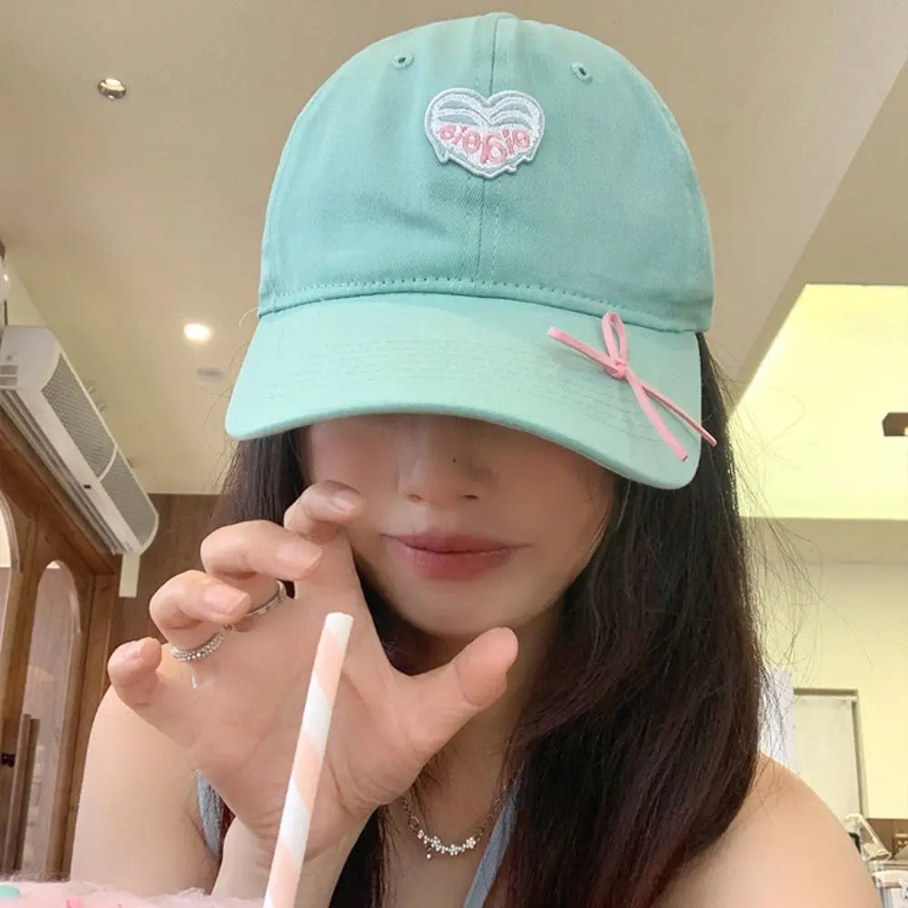 Simple Embroidery Love Heart Baseball Cap Sunscreen Cotton Sun Hat Visors Snapback Peaked Cap Sports