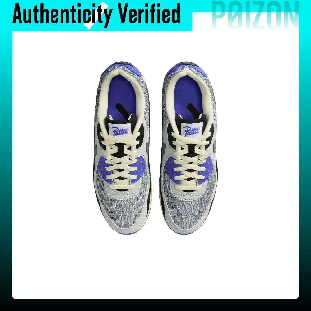 Patta X Nike Air Max 90 Running Shoes Men's Low-top Gray Blue HF8814-002