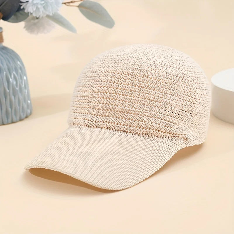 2026 New Model Spring/Summer Linen Knit Baseball Cap, Openwork Baseball Cap, Adjustable, Versatile, Outdoor Casual Duckbill Cap