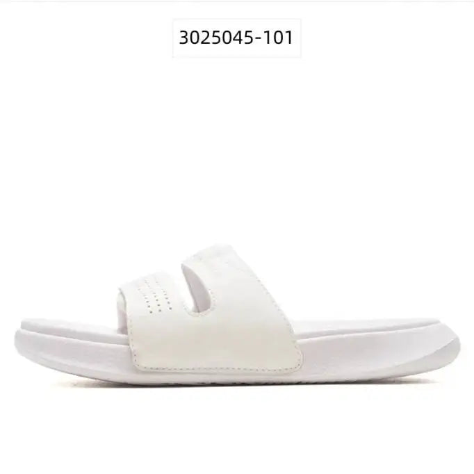 2026 Under Armour Black White Casual Sport Slides Cushioned Thick Sole Non-Slip Slippers for Gym Beach Daily Wear