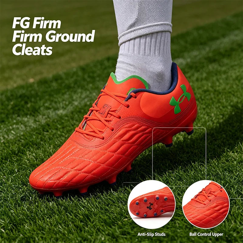 Under Armour Firm Ground Soccer Cleats Men Non-Slip FG Studs Football Boots Breathable Professional Training Football Shoes