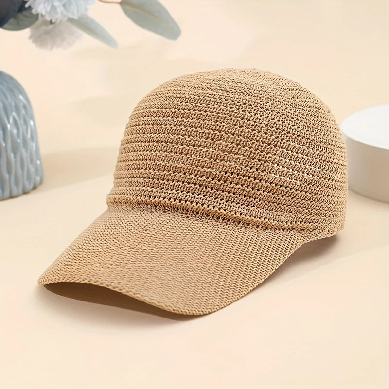 2026 New Model Spring/summer Linen Knit Baseball Cap Openwork Baseball Cap Adjustable Versatile Outdoor Casual Duckbill Cap