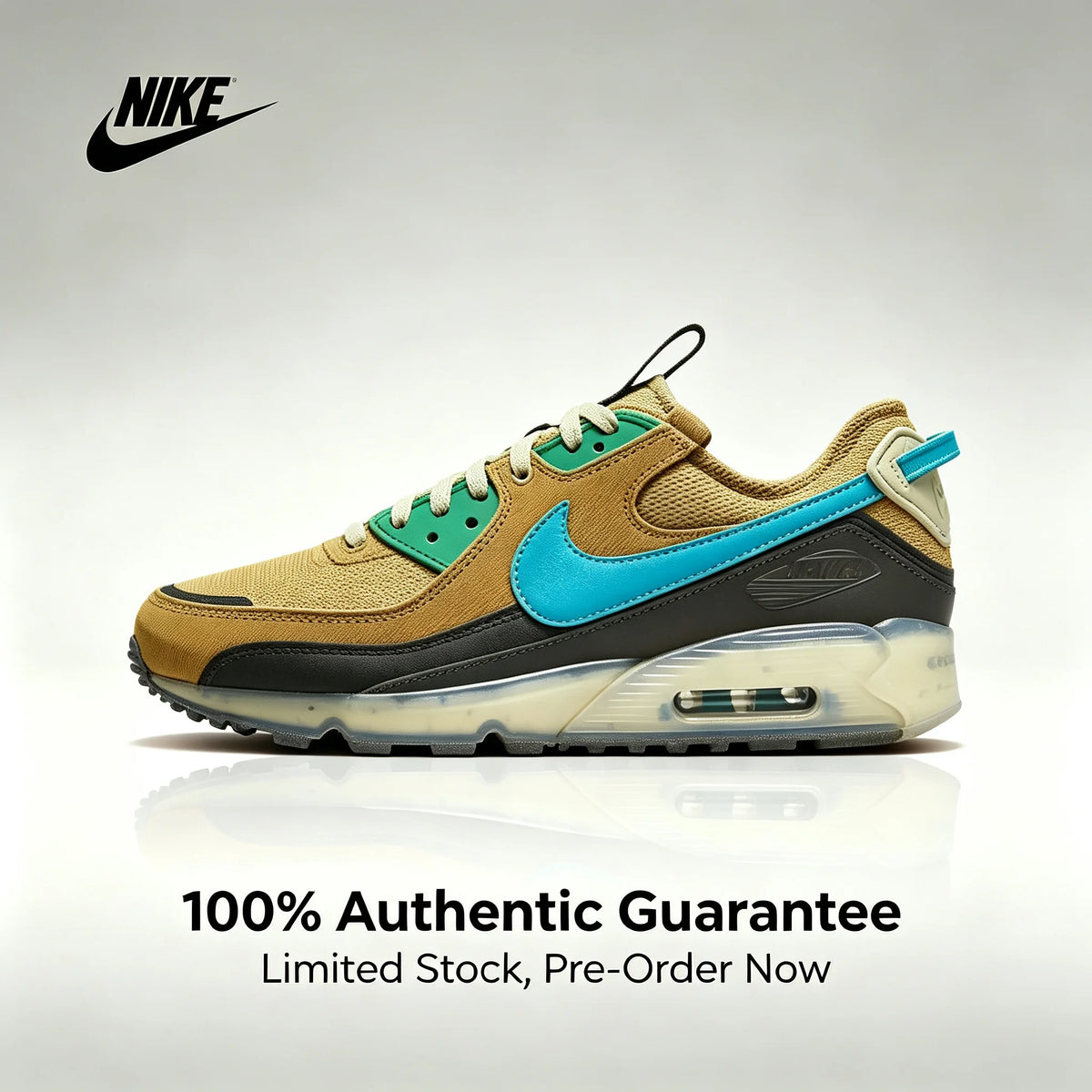 Nike Authentic Air Max 90 Terrascape Retro Low-Top Casual Running Shoes, Men's and Women's Sneakers, Black DQ3987-002