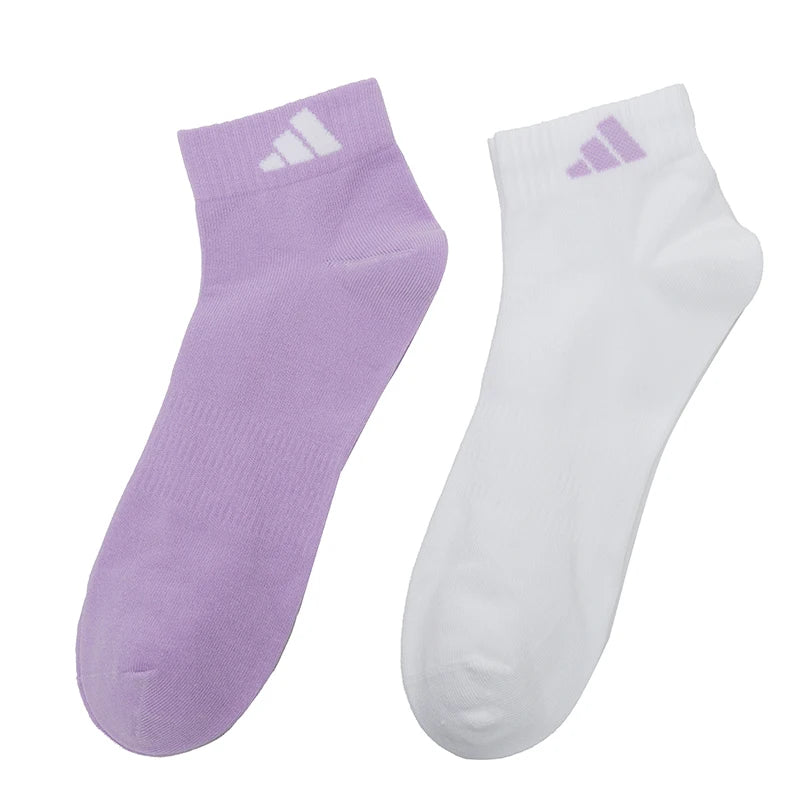 Adidas Men's and Women's Casual Socks Purple and White 2-Pack Sports Socks Running Breathable Fitness Ankle Socks KC1503
