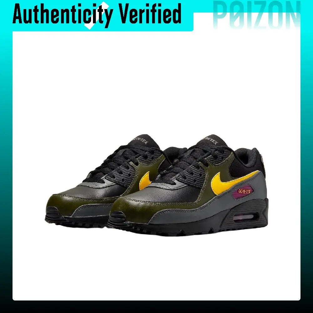 Nike Air Max 90 Running Shoes Men's Low-top Black/Yellow DJ9779-001