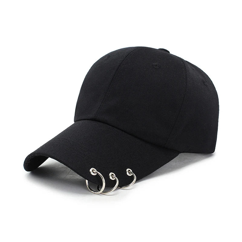 Snapback Hats Unisex with Ring Circle, Adjustable Baseball Cap for Men Women, Unique Hip Hop Style Kpop Dad Hat
