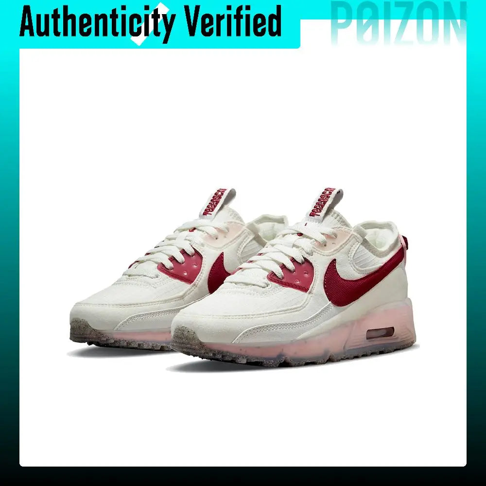 Nike Air Max 90 Running Shoes Women's Low-top Beige Red DC9450-100