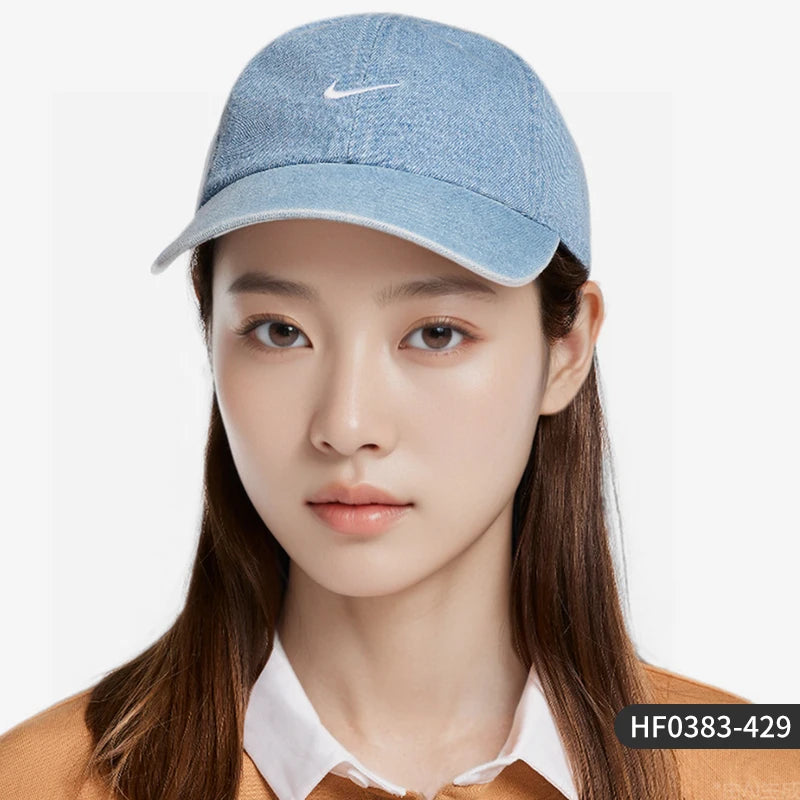 Nike genuine new men's and women's soft top denim embroidered casual baseball cap HF0383-429