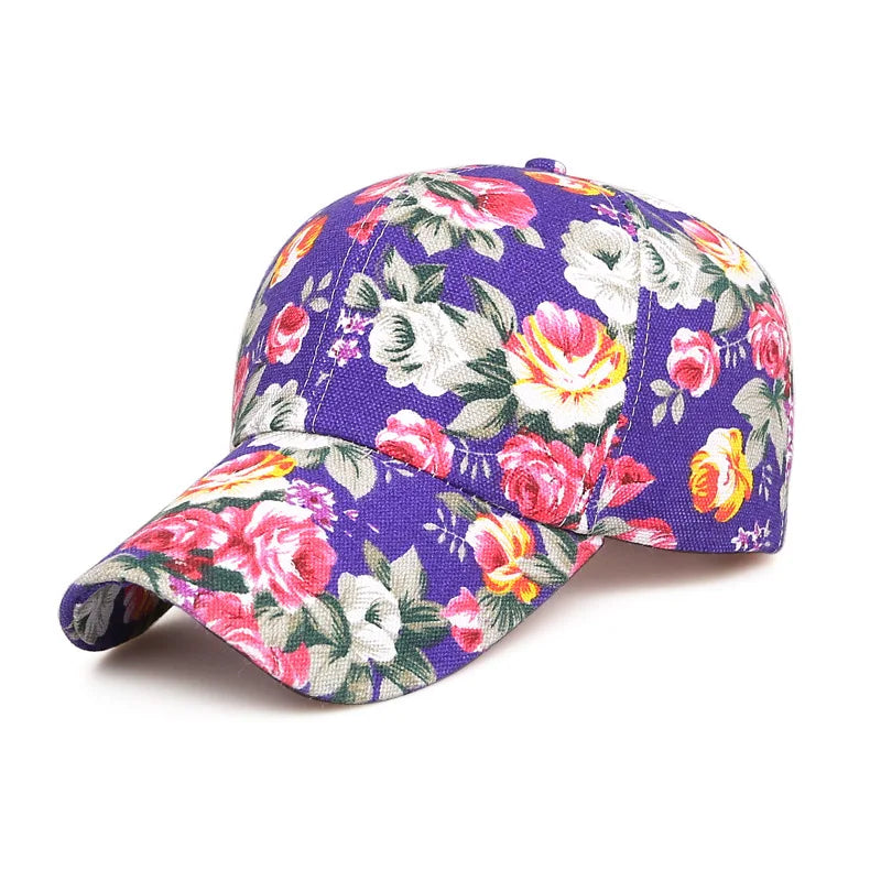 Women Floral Printed Hat Baseball Cap Outdoor Hiking Sun Shade Fashion Ladies Sunscreen Hat Outdoor Sport Casual Hat Adjustable