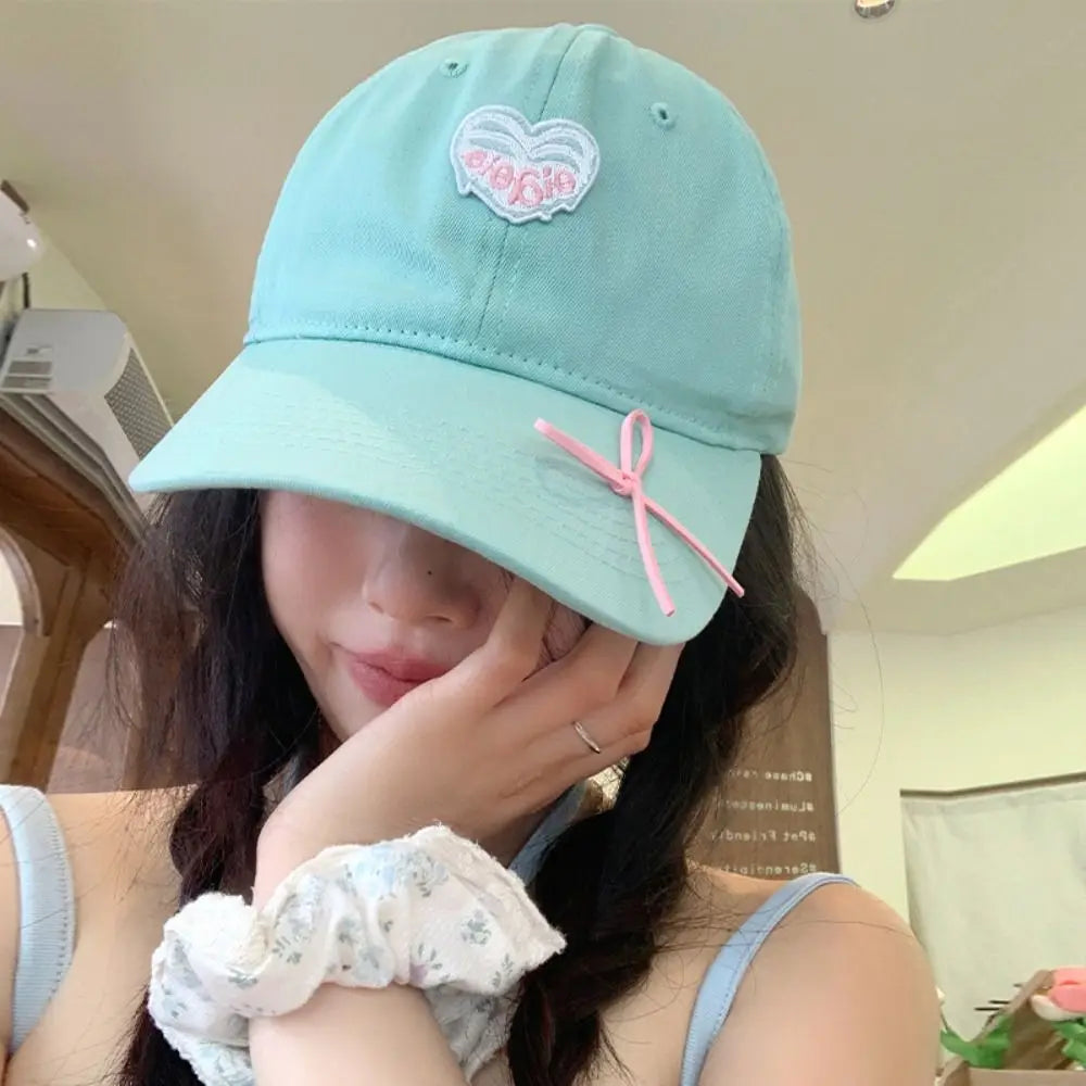 Simple Embroidery Love Heart Baseball Cap Sunscreen Cotton Sun Hat Visors Snapback Peaked Cap Sports