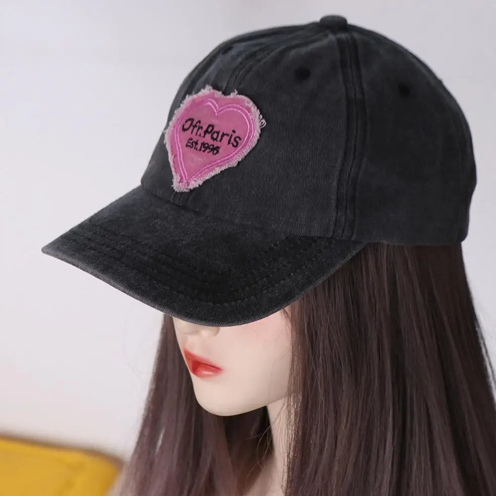 Adjustable Retro Hip Hop Outdoor For Men Korean Style Pink Love Heart Travel Snapback Hat Heart Baseball Cap Visors Cap Sun Cap
