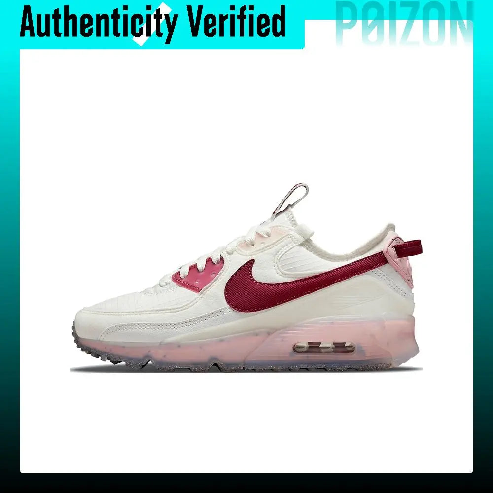 Nike Air Max 90 Running Shoes Women's Low-top Beige Red DC9450-100