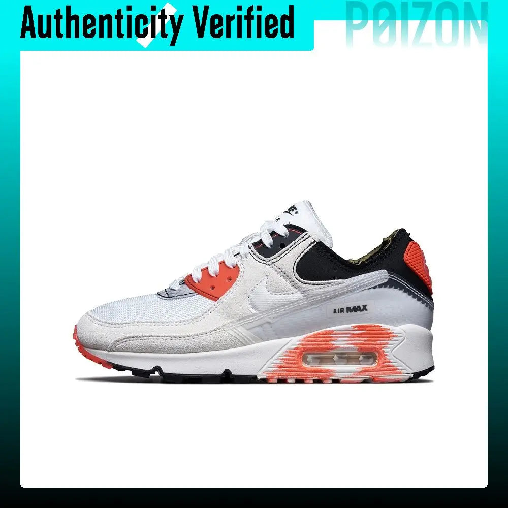 Nike Air Max 90 Running Shoes Unisex Low-top White/Red/Black DC7856-100