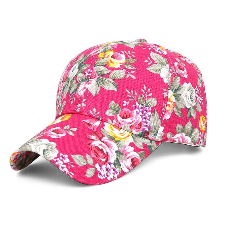 Women Floral Printed Hat Baseball Cap Outdoor Hiking Sun Shade Fashion Ladies Sunscreen Hat Outdoor Sport Casual Hat Adjustable