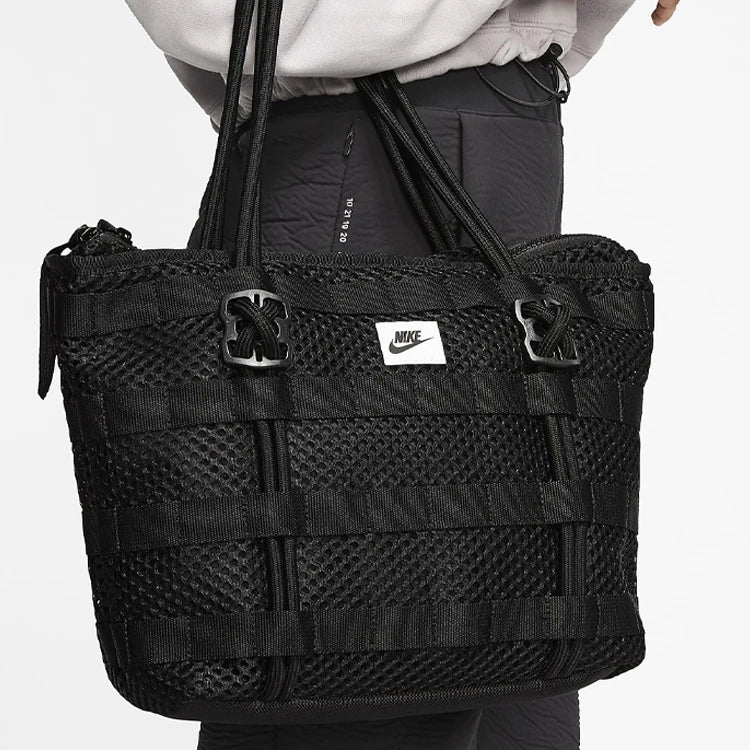 Nike Air Tote Bag Large Capacity Polyester Tote Bag, Shopping Bag, Shoulder Bag, Handbag Unisex Pure Black CU2607-010