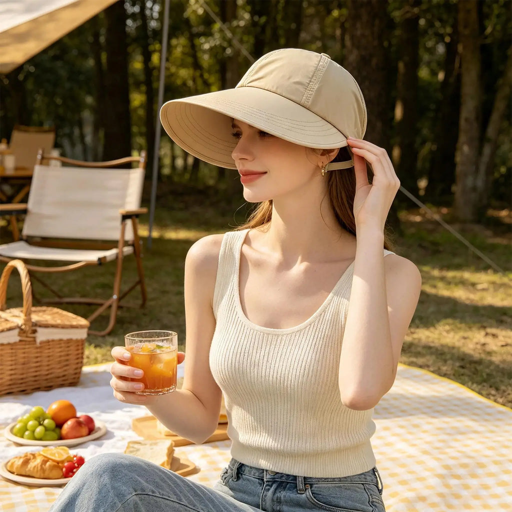 Sun Protection Baseball Cap Outdoor UV Protection Women Sun Hat Wide Brim Sunshade Hat For Beach Garden Cycling