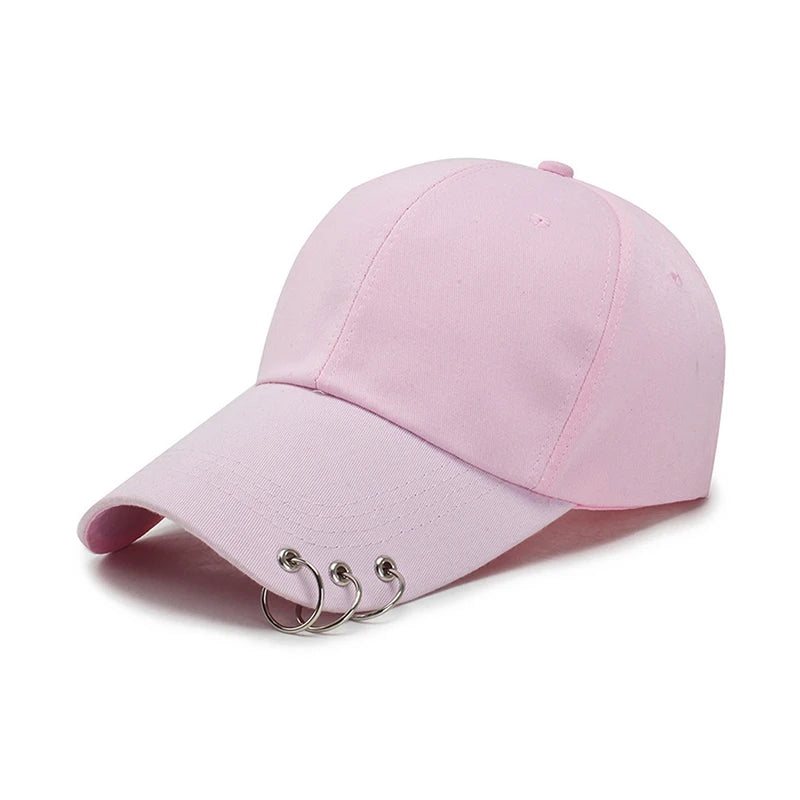 Snapback Hats Unisex with Ring Circle, Adjustable Baseball Cap for Men Women, Unique Hip Hop Style Kpop Dad Hat